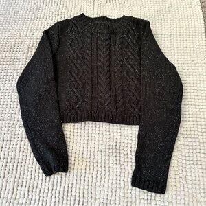 Rachel Zoe girls cropped black metallic sweater